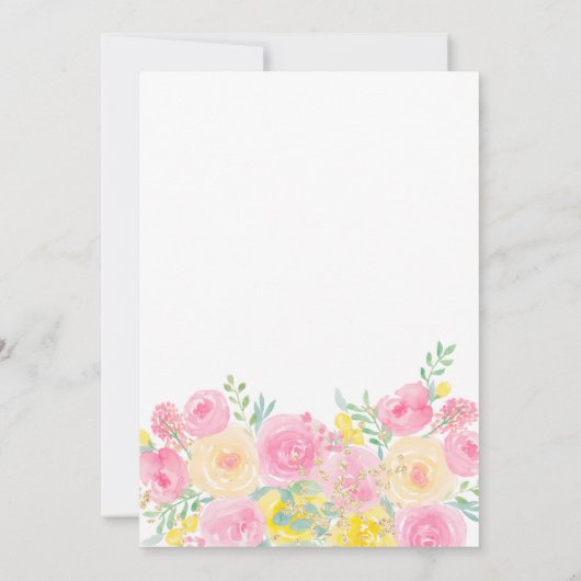 Rosa gelber Garten Blumengarten Brautparty Einladung (Rückseite)