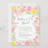 Rosa gelber Garten florale Aquarell Mutter Tag Einladung (Vorderseite)