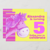 Rosa gelber Geburtstag des 5. Geburtstages des Einladung (Vorne/Hinten)