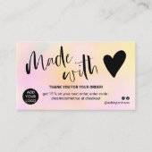 Rosa gelber Gradienten danke, dass Sie mit Liebe Visitenkarte (Vorderseite)