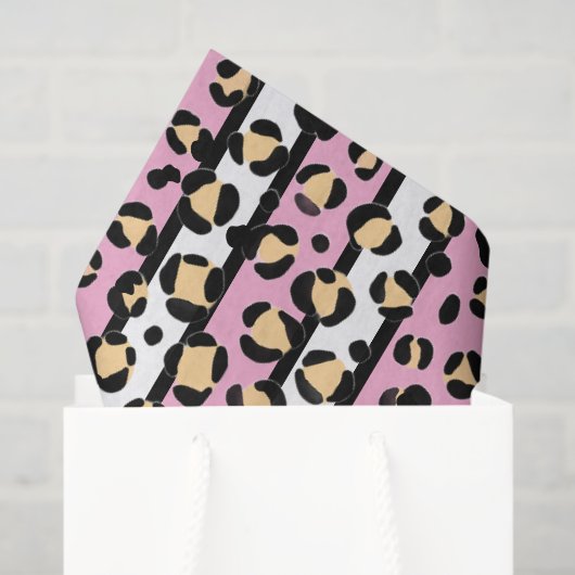 Rosa gelber Leopardenpinstreifen, Papiertüte Seidenpapier (Geschenktüte)