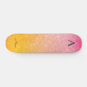 Rosa Gelber Ombre Glitzer Skateboard (Horizontal)