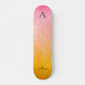 Rosa Gelber Ombre Glitzer Skateboard (Vorne)