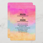 Rosa, gelber Regenbogen Abstrakte Streifen Hochzei Einladung (Vorne/Hinten)
