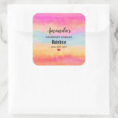 Rosa Gelber Regenbogen Abstrakte Streifen Kerze Quadratischer Aufkleber (Tasche)
