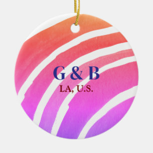 Rosa gelber Regenbogen geben dem Ehepaar den Namen Keramik Ornament