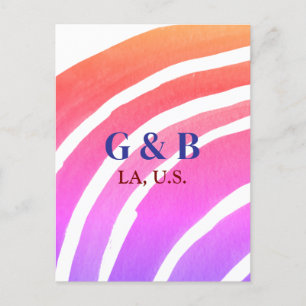 Rosa gelber Regenbogen geben dem Ehepaar den Namen Postkarte