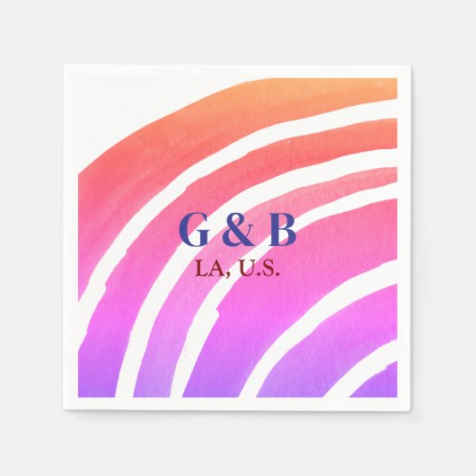 Rosa gelber Regenbogen geben dem Ehepaar den Namen Serviette (Vorderseite)