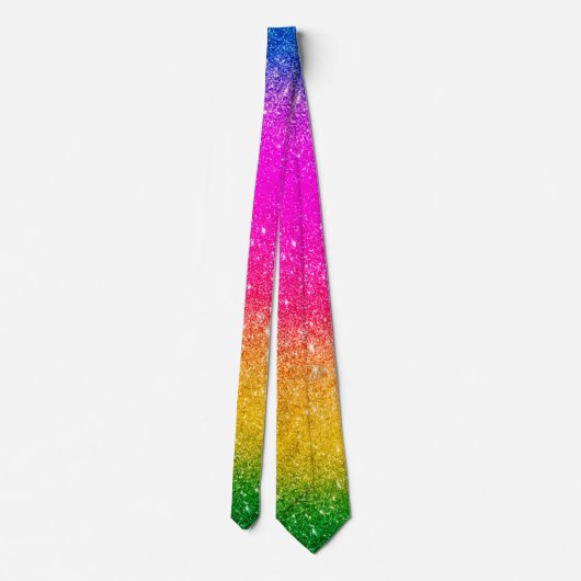 Rosa Gelber Regenbogen Glitzer Krawatte (Rückseite)