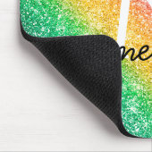 Rosa Gelber Regenbogen Glitzer Monogramm Mousepad (Ecke)