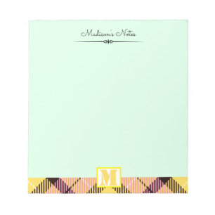 Rosa Gelber Tartan Schriftzug Celadon Notizblock