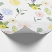 Rosa gelbes Aquarell mit Blumen Geschenkpapier (Ecke)