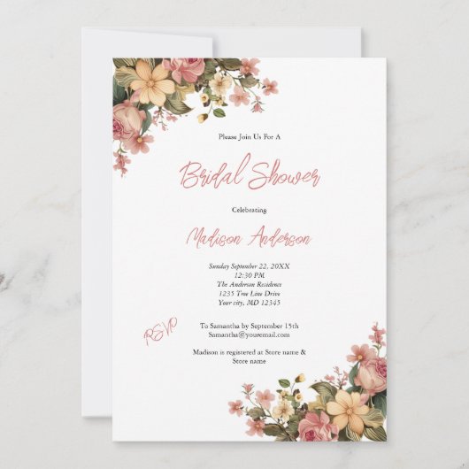 Rosa Gelbes Brautparty Einladung (Vorderseite)