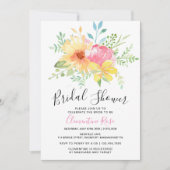 Rosa Gelbes Brautparty Einladung (Vorderseite)