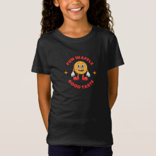 Rosa gelbes Cartoon-Waffel-Essen-Logo T-Shirt