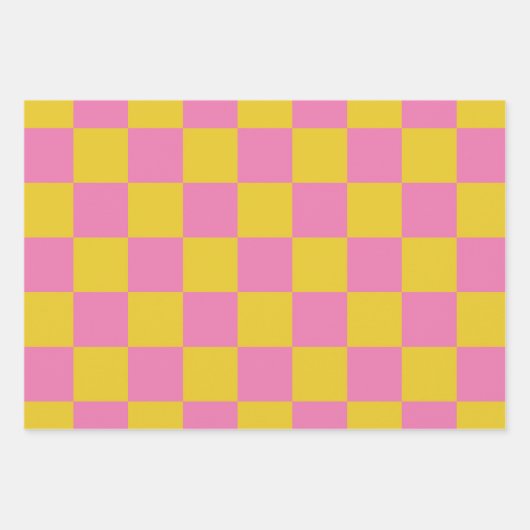 Rosa Gelbes Gelbes Gelbtes Muster Geschenkpapier Set (Vorderseite 2)