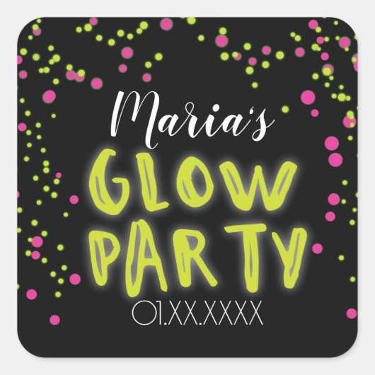 Rosa Gelbes glattes Party Quadratischer Aufkleber (Vorderseite)