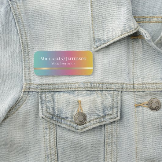 Rosa gelbes Gradient und Gold Luxus Elegant Namensschild (Beispiel)