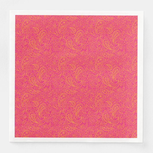 Rosa gelbes Paisley-Muster Serviette (Vorderseite)
