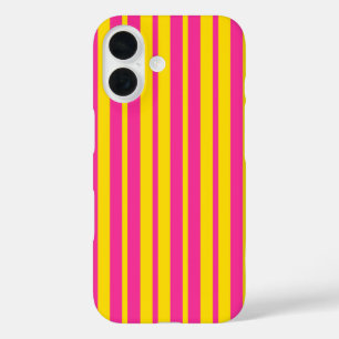 Rosa gelbes stilvolles Streifenmuster-Design  iPhone 16 Hülle
