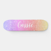 Rosa Gelbgelbe Einhorn-Regenbogen-Glitzer ombre Skateboard (Horizontal)