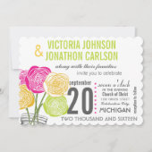 Rosa Gelbgelbes Foto BlumenmodernTypografie Einladung (Vorderseite)