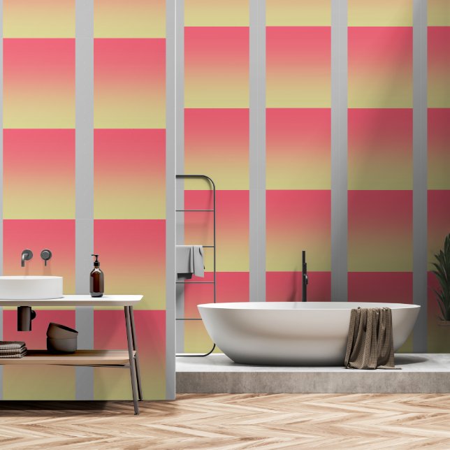 Rosa Gelbgrau Tapete (Badezimmer)
