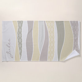 Rosa Gelbgrün geschwungener Streifen Abstrakter We Strandtuch