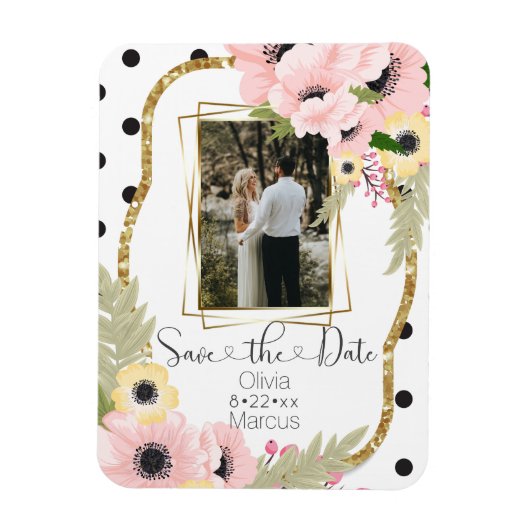 Rosa Gelbmohn Save the Date Blumenmohn Foto Magnet (Vertikal)