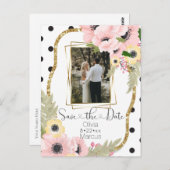 Rosa Gelbmohn Save the Date Blumenmohn Foto Postkarte (Vorne/Hinten)