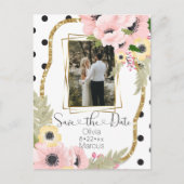 Rosa Gelbmohn Save the Date Blumenmohn Foto Postkarte (Vorderseite)