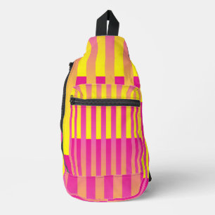 Rosa Gelborange Streifen Crossbody Bag