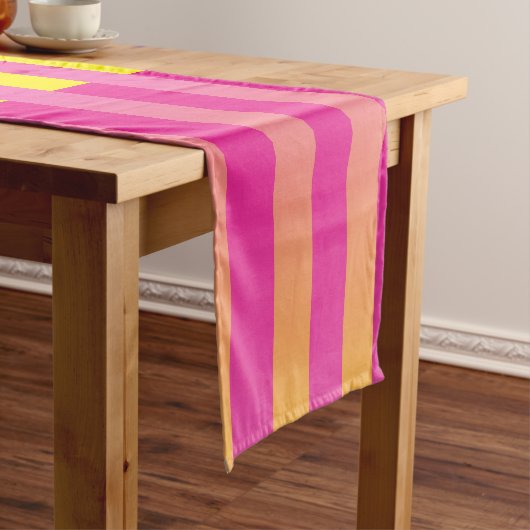 Rosa Gelborange Streifen Kurzer Tischläufer (Beispiel)