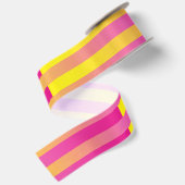 Rosa Gelborange Streifen Satinband (Rückseite)