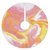 Rosa Gelborange und Weiße Flüssigkeiten Kunst Polyester Weihnachtsbaumdecke (Vorderseite)