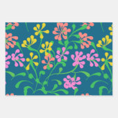 Rosa Gelborange Wildblumen Boho Floral Geschenkpapier Set (Vorderseite)