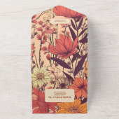 Rosa Gelborange Wildblumen Hochzeit All In One Einladung (Außenbereich)