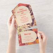 Rosa Gelborange Wildblumen Hochzeit All In One Einladung (Abreißen)