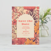 Rosa Gelborange Wildblumen Hochzeit Save The Date (Stehend Vorderseite)