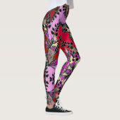 Rosa Gelbschwarze Blätter Abstrakt Leggings (Rechts)