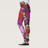 Rosa Gelbschwarze Blätter Abstrakt Leggings (Links)