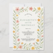 Rosa Gelbweide Grün Blumengewässer 60. Einladung (Vorderseite)