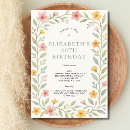 Rosa Gelbweide Grün Blumengewässer 60. Einladung