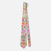Rosa Gelbweiße Orange Rose Blume Muster Krawatte (Vorderseite)