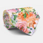 Rosa Gelbweiße Orange Rose Blume Muster Krawatte (Gerollt)