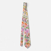 Rosa Gelbweiße Orange Rose Blume Muster Krawatte (Rückseite)