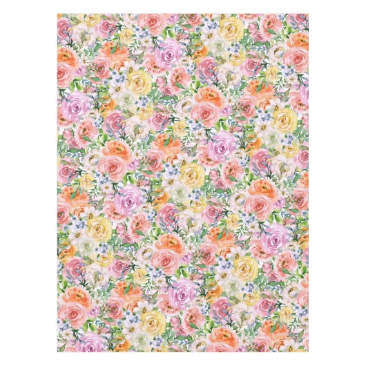 Rosa Gelbweiße Orange Rose Blume Muster Tischdecke (Vorderseite)