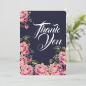 Rosa gemalte Rosen danken Ihnen zu kardieren Dankeskarte (Stehend Vorderseite)