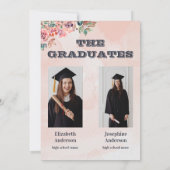 Rosa gemeinsame Feier Graduation Party 2 Fotos Einladung (Rückseite)