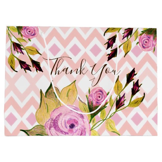 Rosa Gemustert Große Geschenktüte (Rückseite)